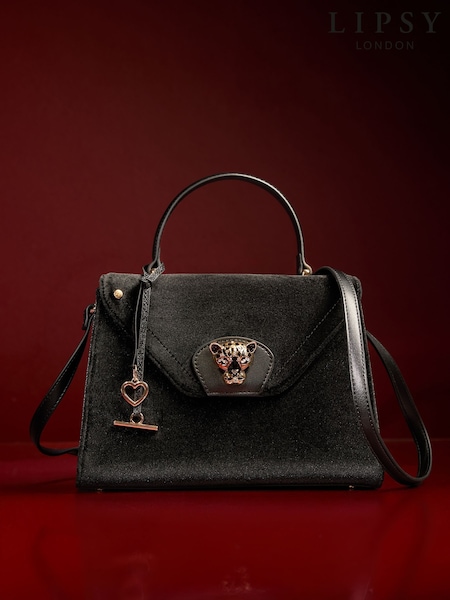 Lipsy Black Velvet Medium Top Handle Tote Bag (W48415) | €69.50