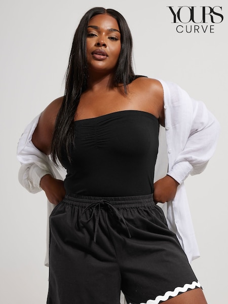 Yours Curve Black Trim Hem Runner 100% Cotton Shorts (W48480) | €34