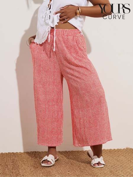 Yours Curve Red Crinkle Midaxi Culottes (W48496) | ₪136