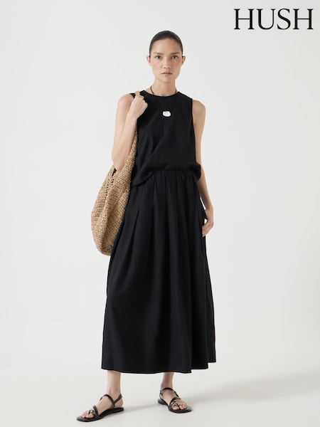 Hush Ivy Pleated Linen Blend Midi Skirt (W48523) | ‏503‏₪