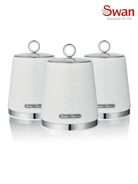 Swan Set of 3 White Elegance Canisters (W48563) | €37