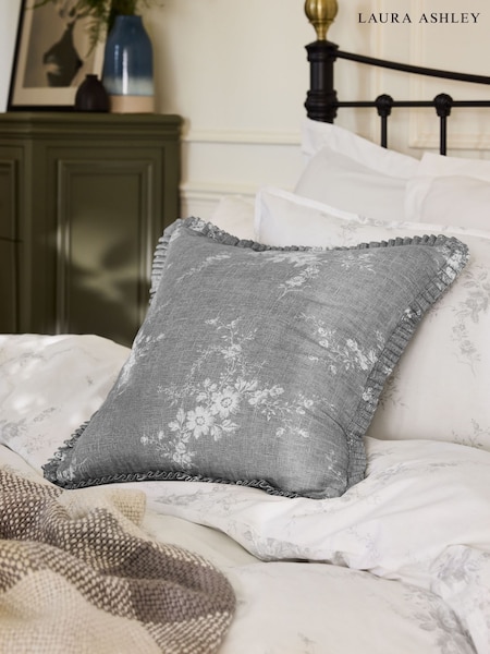 Laura Ashley Grey Caerleon Floral Frill Cushion (W48584) | € 55