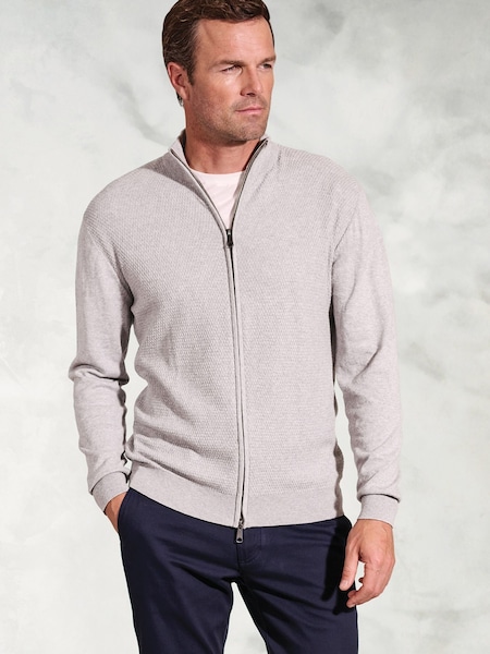 Brook Taverner Ripple Stitch Zip Through 100% Cotton Cardigan (W48585) | € 79