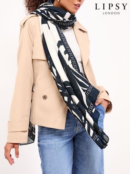 Lipsy Mono Floral Lightweight Printed Scarf (W48797) | €24
