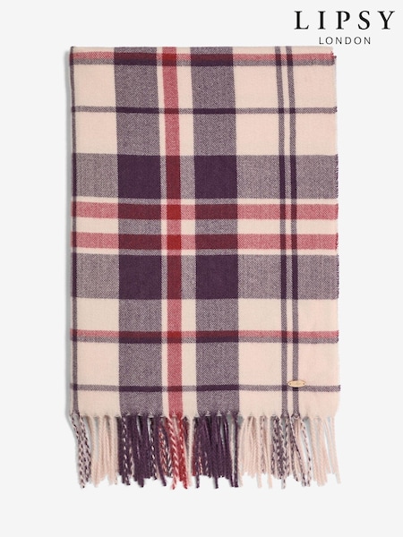 Lipsy Pink Check Soft Mid Weight Scarf (W48801) | R$ 195