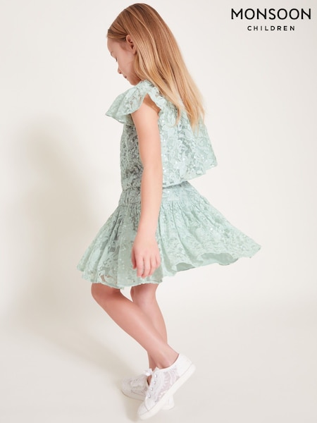 Monsoon Green Thea Sequin Lace Skirt (W48818) | ₪151 - ₪171