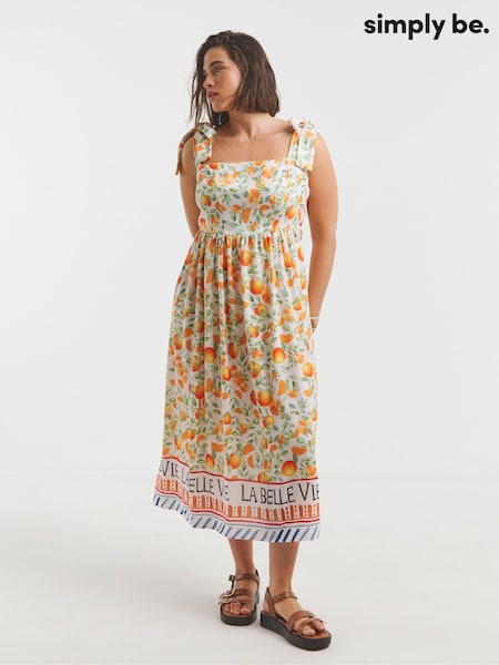 Simply Be Cream Tie Strap Midi Dress (W48853) | €56