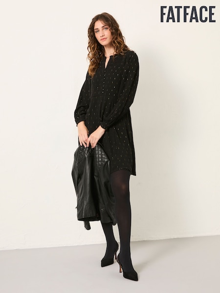 FatFace Jesse Black Petite Metallic Dress (W48887) | AED402