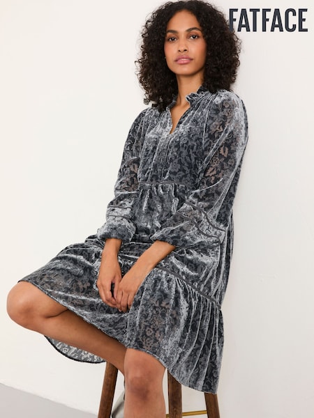FatFace Riley Dark Grey Petite Devore Dress (W48897) | €117