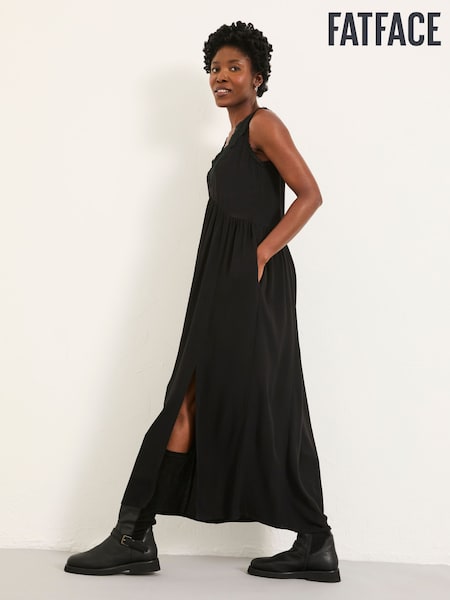 FatFace Aileen Black Petite Slip Midi Dress (W48904) | €86