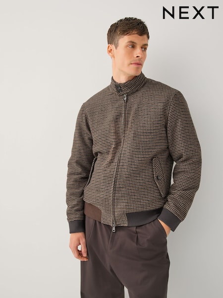 Brown Dogstooth Check Harrington Jacket (W49047) | € 112