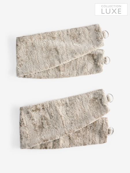 Set of 2 Mid Natural Collection Luxe Tie Backs Chic Velvet Curtains (W49185) | €36