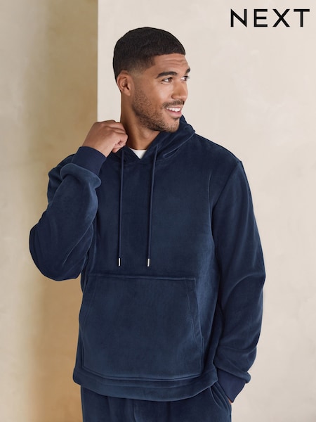 Navy Blue Jersey Textured Ribbed Hoodie (W49366) | €42