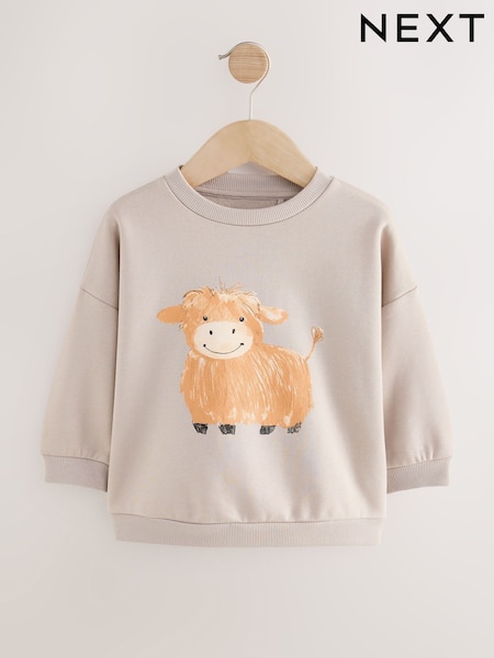 Stone Hamish Altoland Cow - Printed Crew Neck Sweatshirt (3mths-7yrs) (W49402) | 12 € - 15 €