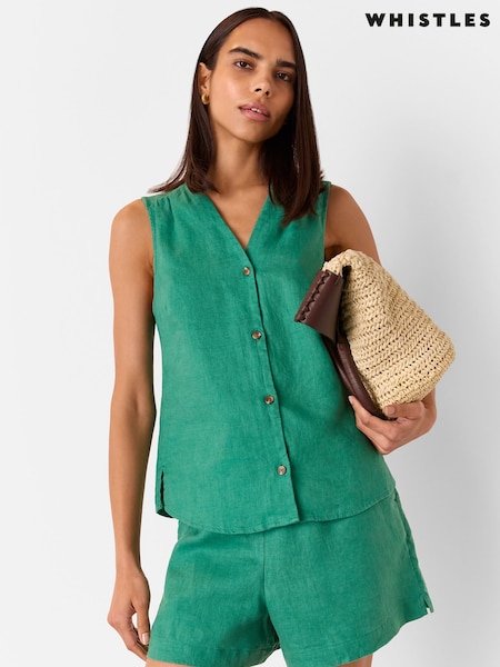 Whistles Green Laura 100% Linen Tank (W49503) | €87