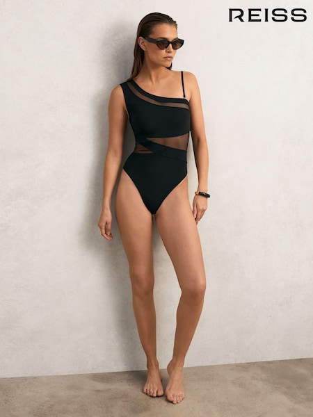 Reiss Davina One Shoulder Mesh Panel Swimsuit (W49527) | 170 €