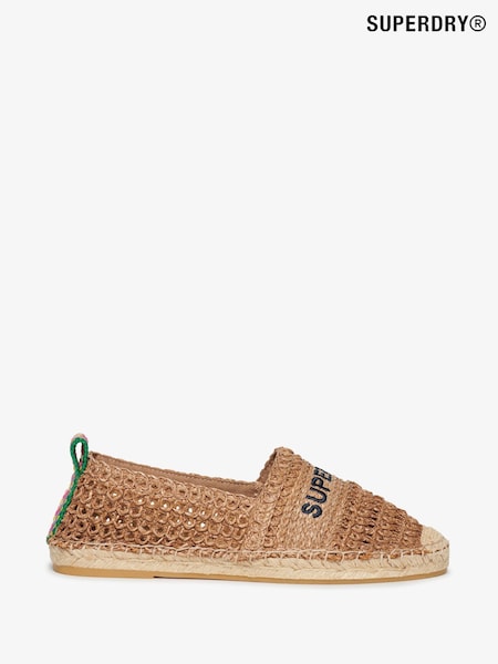 Superdry Nude Raffia Espadrille Embroidered Shoes (W49611) | R$ 445