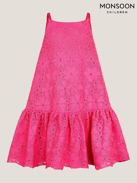 Monsoon Pink Harper Lace Daisy Bow Dress (W49634) | ₪221 - ₪241