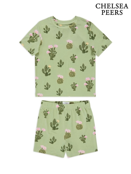 Chelsea Peers Green Kids Cactus Print Short Pyjamas Set (W49687) | R$ 195
