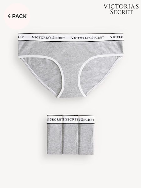 Victoria's Secret Medium Heather Grey Hipster Logo 4 Pack Knickers (W49912) | €30