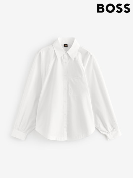 BOSS White Belska Embroidered Pocket Logo Shirt (W50313) | 904 QAR