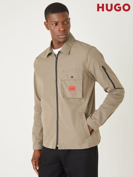 HUGO Grey Cotton Zip-Up Overshirt (W50861) | AED751