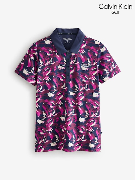 Calvin Klein Golf Pink Brushstroke Print Polo Shirt (W50872) | €77