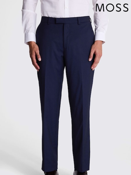 MOSS Blue Regular Fit Stretch Trousers (W50914) | AED408