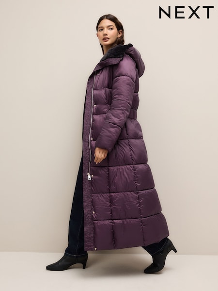 Plum Shower Resistant Padded Longline Coat (W50922) | €110
