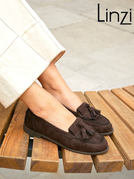 Linzi Brown Rosemary Classic Slip-On Loafers With Tassel Detail (W50927) | 173 QAR