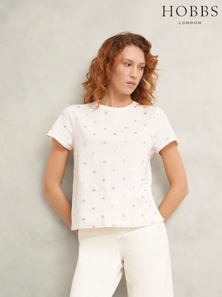 Hobbs White Adaline Print T-Shirt (W50956) | ₪226