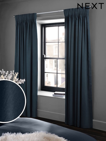 Cotton Sateen Blackout Thermal Pencil Pleat Curtains (W50971) | 68 € - 173 €