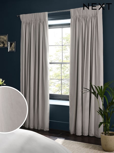 Cotton Sateen Blackout Thermal Pencil Pleat Curtains (W50974) | R$ 440 - R$ 1.125