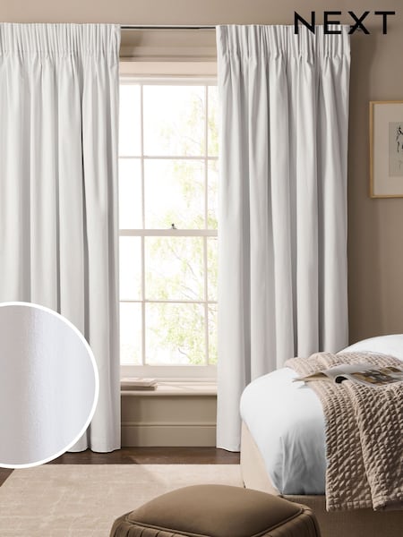 Cotton Sateen Blackout Thermal Pencil Pleat Curtains (W50977) | 68 € - 173 €