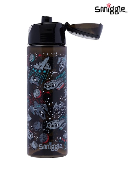 Smiggle Black Eclipse Plastic Flip Lid Drink Bottle 750ml (W51045) | ₪60