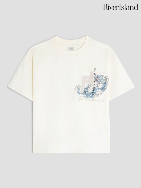 River Island Cream Ecru Japanese Pocket 100% Cotton T-Shirt (W51122) | €16