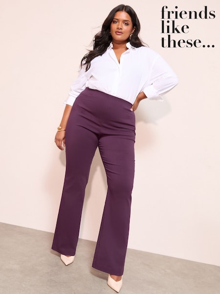 Friends Like These Berry Red Curve Sculpting Stretch Flared Trousers (W51179) | €37