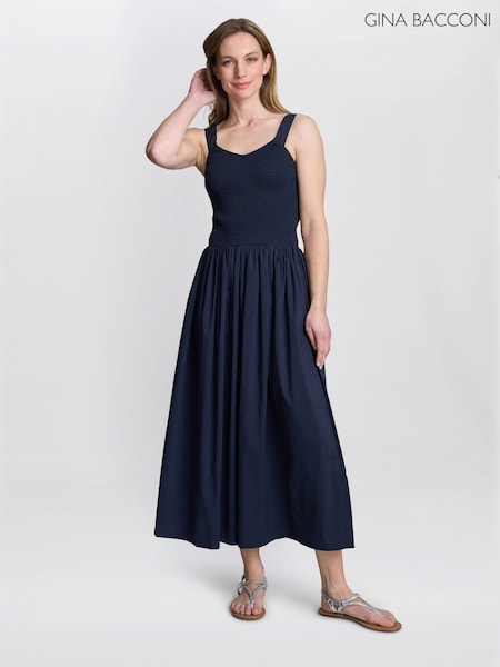Gina Bacconi Blue Bonita Sheered Bodice Dress (W51342) | €126