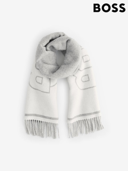 BOSS Grey Vianna Icon Logo Knit Scarf (W51371) | R$ 980