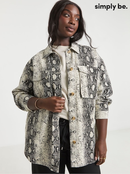 Simply Be Animal Snake Print Utility 100% Cotton Shacket (W51417) | €72