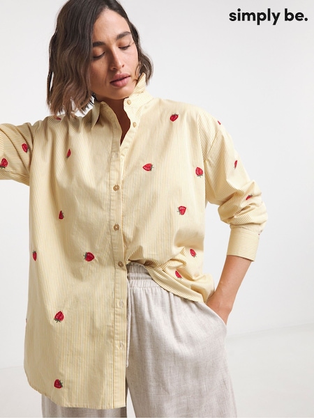 Simply Be Strawberry Embroidered Stripe Shirt (W51423) | 59 €