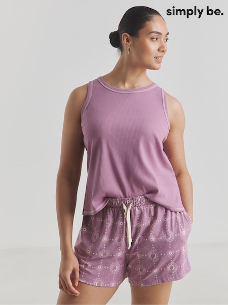 Simply Be Ribbed Vest Shortie Pyjamas 2 Pack (W51441) | ‏158 ر.ق.