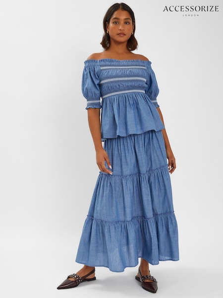 Accessorize Off The Shoulder Smocked 100% Cotton Top (W51447) | 261 LEI