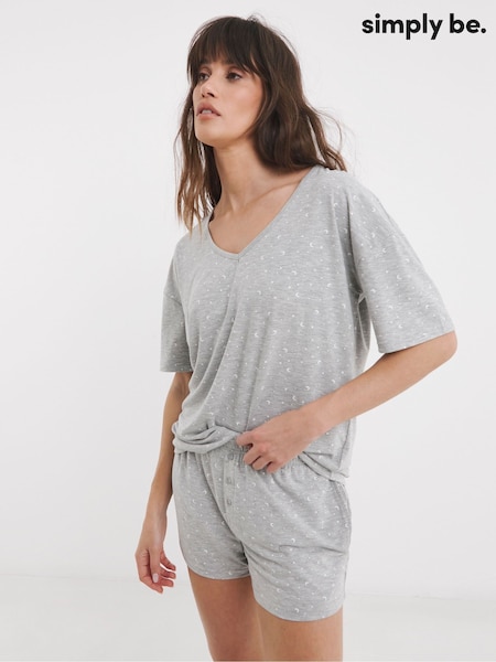 Simply Be Grey Lounge Fold Top Shorts Set (W51451) | AED128