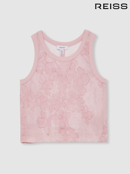 Reiss Pink Print Keisha Cotton Floral Print Vest and Joggers Set (W51467) | €95