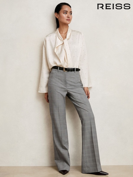 Reiss Grey Brooklyn Check Flared Suit Trousers (W51493) | € 153