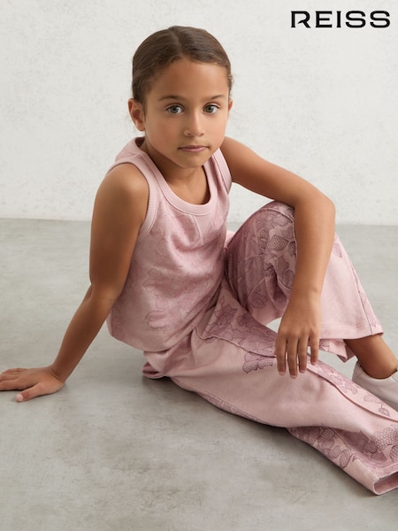 Reiss Pink Print Keisha Top & Joggers Set (W51503) | €95