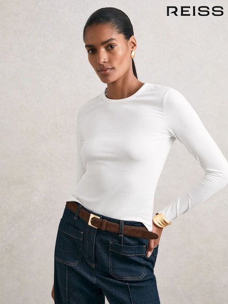 Reiss White Jada T-Shirt (W51520) | 353 QAR