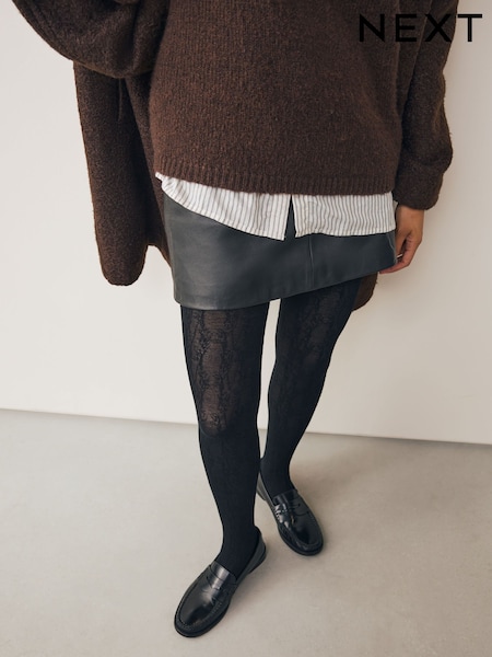 Black Warm Handle Knitted Floral Tights 1 Pack (W51526) | €17.50