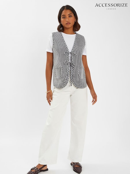 Accessorize Black Gingham 100% Cotton Waistcoat (W51533) | €66